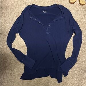 Aerie Offline Waffle Henley XS Blue